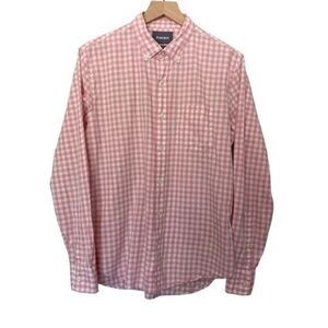 Bonobos Medium Slim Fit Pink White Plaid Button Down Shirt M Gingham